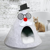 Maxbell Christmas Cat Sleeping Bed Warm Nest Kitten Cave Tent Dog Bed Pet Cat House Gray