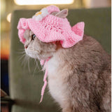 Maxbell Hand Knitted Cat Hat Cartoon Cute Headwear Halloween Party Costume L Pink