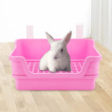 Maxbell Rabbit Toilet Box Hamster Indoor Potty Trainer Corner Litter Guinea Pig Pets Pink