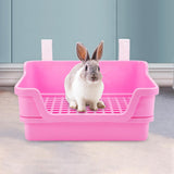 Maxbell Rabbit Toilet Box Hamster Indoor Potty Trainer Corner Litter Guinea Pig Pets Pink
