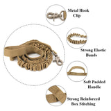 Maxbell Elastic Bungee Training Walking Metal Buckle Dog Leash Handle Khaki