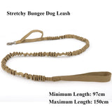 Maxbell Elastic Bungee Training Walking Metal Buckle Dog Leash Handle Khaki