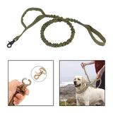 Maxbell Elastic Bungee Training Walking Metal Buckle Dog Leash Handle Dark Green