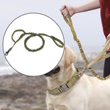 Maxbell Elastic Bungee Training Walking Metal Buckle Dog Leash Handle Dark Green