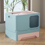 Maxbell Folding Cat Litter Box Toilet with Lid Easy Clean Anti Splashing with Shovel