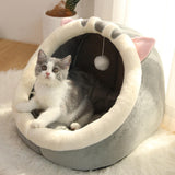 Maxbell Cat Sleeping Beds with Ball Toy Semi Closed Warm Nest Small Dog Bed Kennel