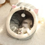 Maxbell Cat Sleeping Beds with Ball Toy Semi Closed Warm Nest Small Dog Bed Kennel