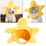 Maxbell Cat Hat Yellow Star Soft Plush Adorable Headwear Cap for Puppy Rabbit Pet