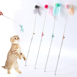 Maxbell Cat Wand Toy Feather Cat Playing Kitten Rod Toy Scratching Pet Accessories