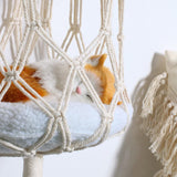 Maxbell Bohemian Handwoven Tapestry Macrame Cat Hammock Cat Nest Wall Hanging Basket