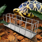 Maxbell Hollow Rectangle Tortoise Feeder Pet Reptile Food Dispenser Tool Accessories Silver