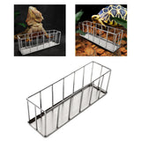 Maxbell Hollow Rectangle Tortoise Feeder Pet Reptile Food Dispenser Tool Accessories Silver