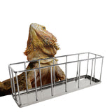 Maxbell Hollow Rectangle Tortoise Feeder Pet Reptile Food Dispenser Tool Accessories Silver