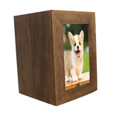 Maxbell Pet Cremation Urn for Dogs Cats Ashes Photo Frame Casket Memorial Keepsake Brown