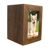 Maxbell Pet Cremation Urn for Dogs Cats Ashes Photo Frame Casket Memorial Keepsake Brown