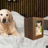 Maxbell Pet Cremation Urn for Dogs Cats Ashes Photo Frame Casket Memorial Keepsake Brown