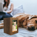 Maxbell Pet Cremation Urn for Dogs Cats Ashes Photo Frame Casket Memorial Keepsake Brown