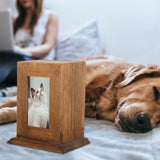 Maxbell Pet Urn Ash Urns for Dogs Casket Memorial Keepsake Remembrance Funeral Dark Wood
