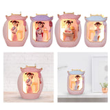 Maxbell Chinese Girl Playing Musical Instrument Sculpture Craft Night Lamp Ornament pink playing Pipa