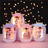 Maxbell Chinese Girl Playing Musical Instrument Sculpture Craft Night Lamp Ornament pink playing Pipa