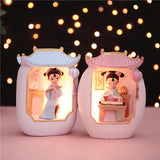 Maxbell Chinese Girl Playing Musical Instrument Sculpture Craft Night Lamp Ornament pink playing Pipa