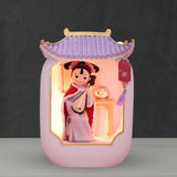 Maxbell Chinese Girl Playing Musical Instrument Sculpture Craft Night Lamp Ornament Purple Play Pipa
