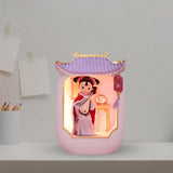 Maxbell Chinese Girl Playing Musical Instrument Sculpture Craft Night Lamp Ornament Purple Play Pipa