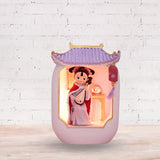 Maxbell Chinese Girl Playing Musical Instrument Sculpture Craft Night Lamp Ornament Purple Play Pipa