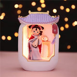 Maxbell Chinese Girl Playing Musical Instrument Sculpture Craft Night Lamp Ornament Purple Play Pipa
