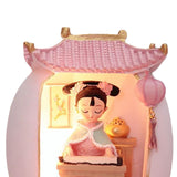 Maxbell Chinese Girl Playing Musical Instrument Sculpture Craft Night Lamp Ornament pink playing Zither