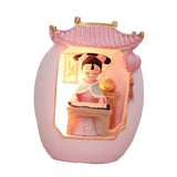 Maxbell Chinese Girl Playing Musical Instrument Sculpture Craft Night Lamp Ornament pink playing Zither