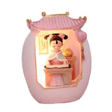 Maxbell Chinese Girl Playing Musical Instrument Sculpture Craft Night Lamp Ornament pink playing Zither