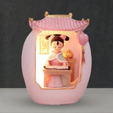 Maxbell Chinese Girl Playing Musical Instrument Sculpture Craft Night Lamp Ornament pink playing Zither