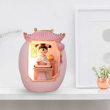 Maxbell Chinese Girl Playing Musical Instrument Sculpture Craft Night Lamp Ornament pink playing Zither