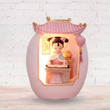 Maxbell Chinese Girl Playing Musical Instrument Sculpture Craft Night Lamp Ornament pink playing Zither