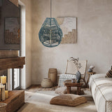 Maxbell Pendant Light Shade Lantern Weave Woven Lampshade for Bedroom Kitchen Hotel Blue