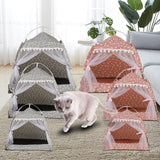 Maxbell Cute Cat tent Soft Cushion Basket Kennel pet for Indoor M Pink