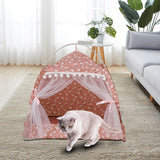 Maxbell Cute Cat tent Soft Cushion Basket Kennel pet for Indoor M Pink