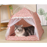 Maxbell Cute Cat tent Soft Cushion Basket Kennel pet for Indoor M Pink