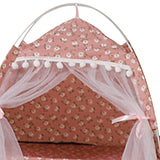 Maxbell Cute Cat tent Soft Cushion Basket Kennel pet for Indoor L Pink