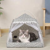 Maxbell Cute Cat tent Soft Cushion Basket Kennel pet for Indoor M Gray