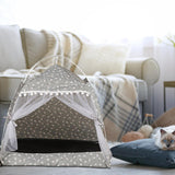 Maxbell Cute Cat tent Soft Cushion Basket Kennel pet for Indoor L Gray