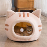 Maxbell Cute Cat Sleeping Bed Kitten Tent Hut Cushion Anti Slip Pet Supplies pink medium