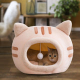 Maxbell Cute Cat Sleeping Bed Kitten Tent Hut Cushion Anti Slip Pet Supplies pink medium