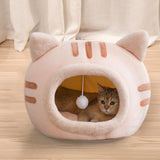 Maxbell Cute Cat Sleeping Bed Kitten Tent Hut Cushion Anti Slip Pet Supplies pink medium