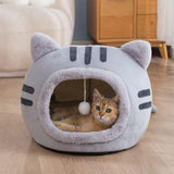 Maxbell Cute Cat Sleeping Bed Kitten Tent Hut Cushion Anti Slip Pet Supplies gray S