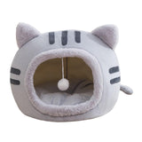 Maxbell Cute Cat Sleeping Bed Kitten Tent Hut Cushion Anti Slip Pet Supplies gray S