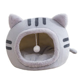 Maxbell Cute Cat Sleeping Bed Kitten Tent Hut Cushion Anti Slip Pet Supplies gray S