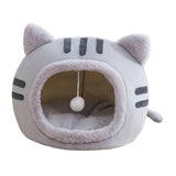 Maxbell Cute Cat Sleeping Bed Kitten Tent Hut Cushion Anti Slip Pet Supplies gray S