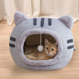 Maxbell Cute Cat Sleeping Bed Kitten Tent Hut Cushion Anti Slip Pet Supplies gray S